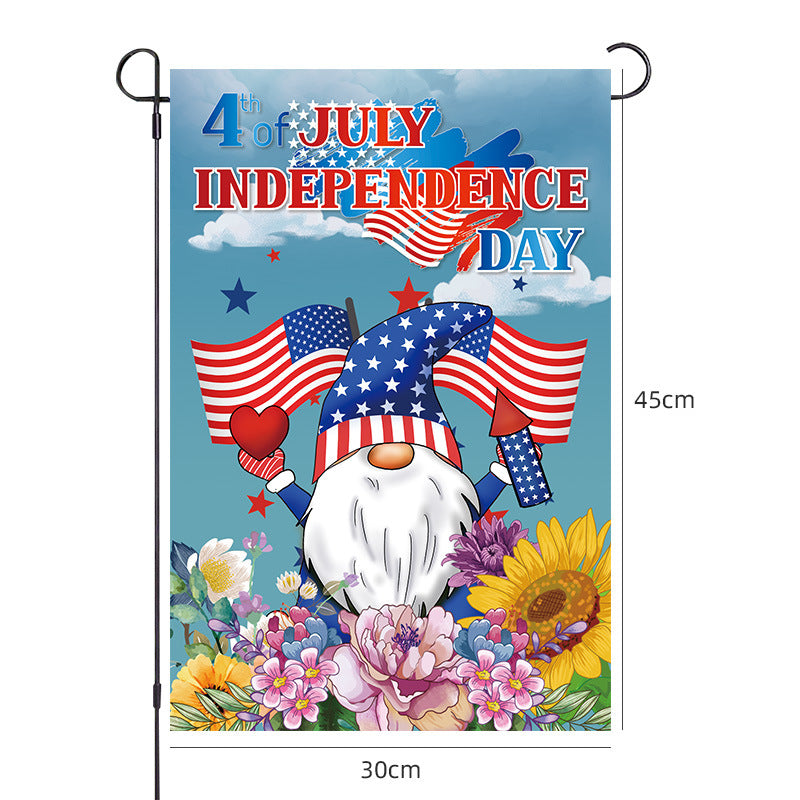 Unisex nano patriotic garden flag with USA map cross and soldier silhouette weatherproof polyester fabric Bowlift