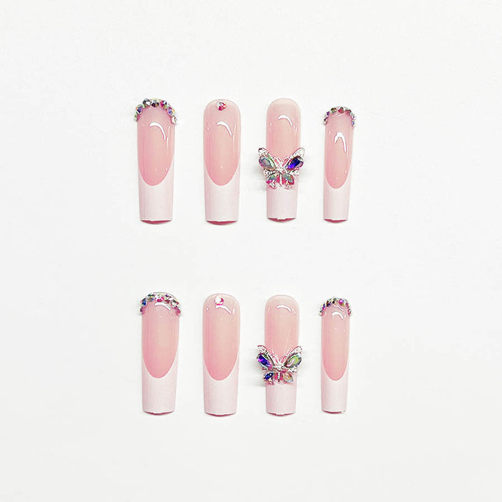 Elegant Butterfly-Embellished Nail Extensions Bowlift
