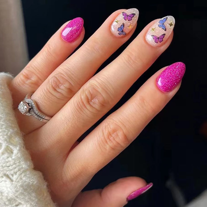 Glittery Butterfly Nail Art Extensions Bowlift