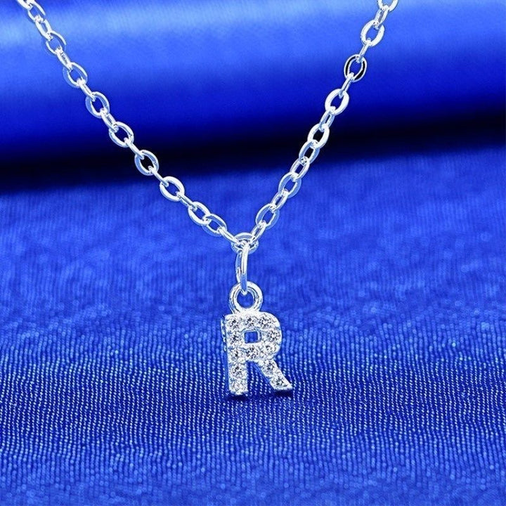Dainty Pavé Cubic Zirconia Initial A Pendant Necklace Silver-Tone Chain Bowlift