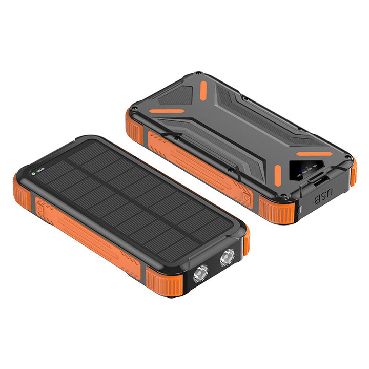 Solar-powered power bank with robust design and LED light Bowlift