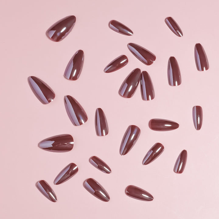 Glossy Stiletto Press-On Nail Set with Unique Design Bowlift