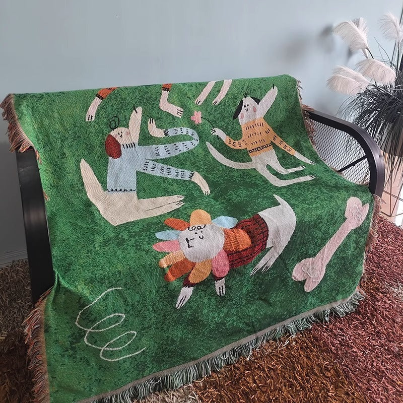 Whimsical Dog-Themed Throw Blanket