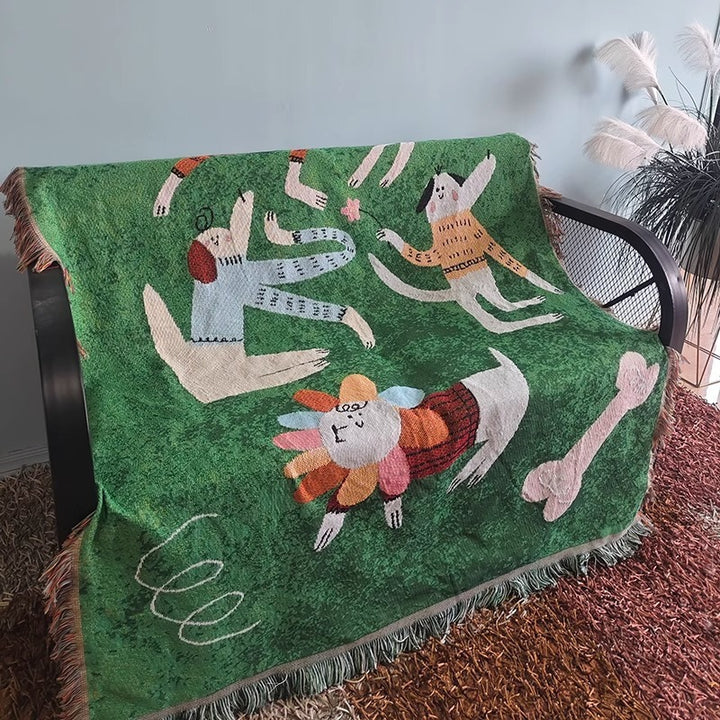 Whimsical Dog-Themed Throw Blanket