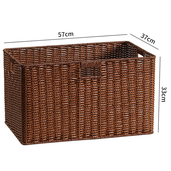 Large Woven Storage Bin with Ergonomic Cutout Handles Bowlift