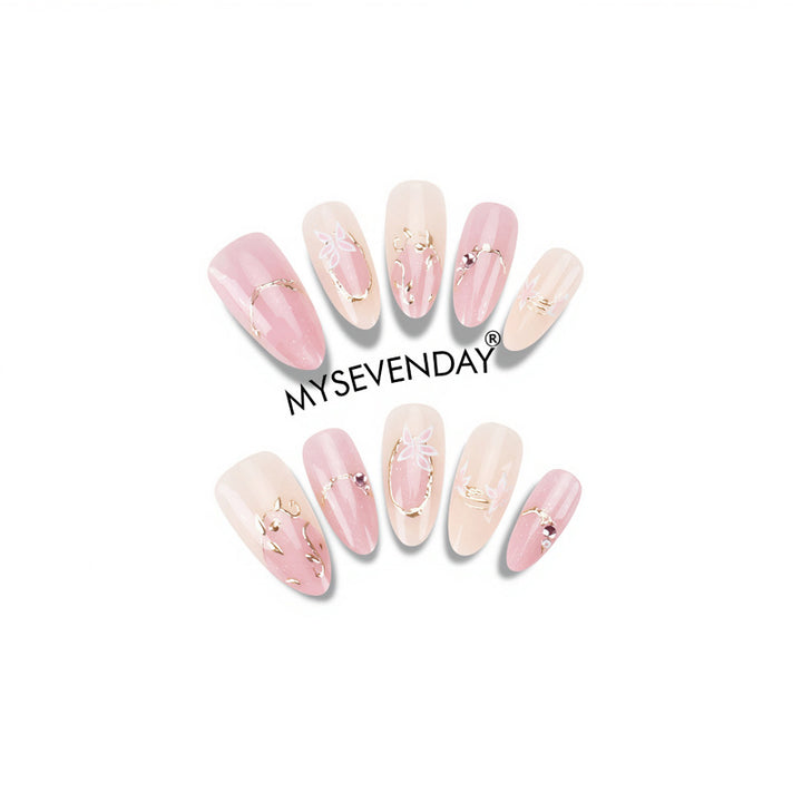 Floral Designed Press-On Nail Set Bowlift