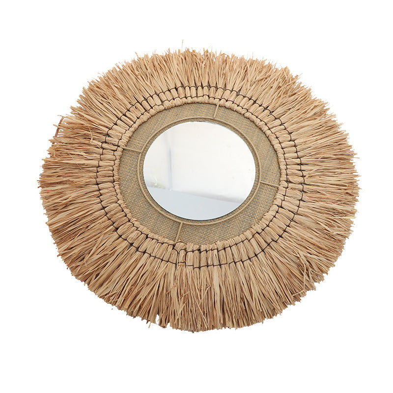 Decorative wall mirror with natural rattan frame Bowlift