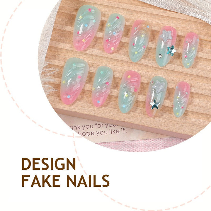 Creative nail art set with colorful ombre effect and beautiful decorations Bowlift