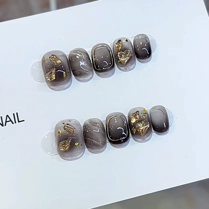 Artistic Marble Effect Press-On Nail Set Bowlift