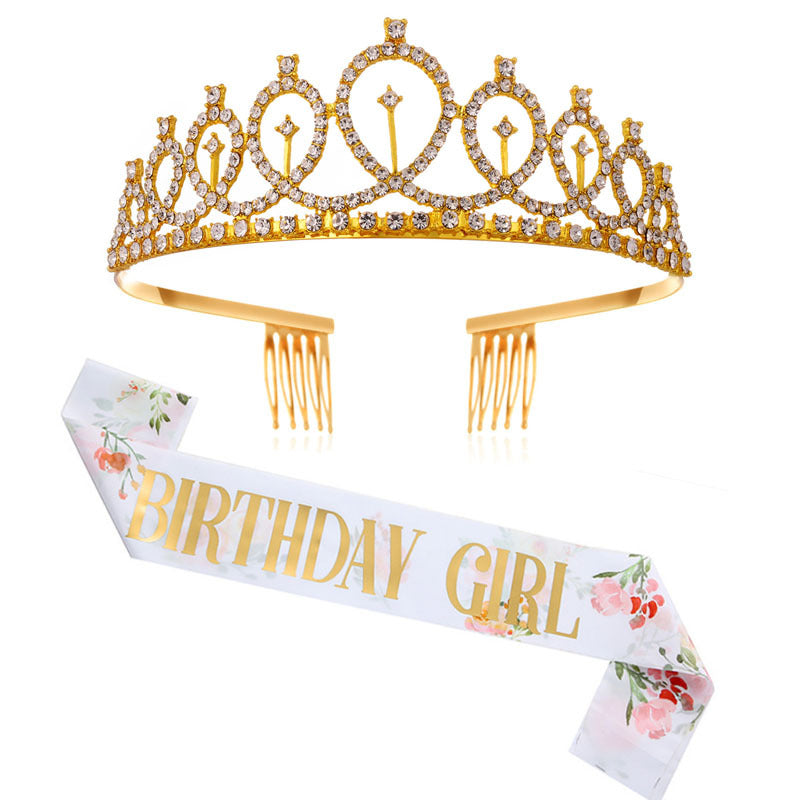 Ladies Sparkling Crown with Rhinestone Decorations Bowlift