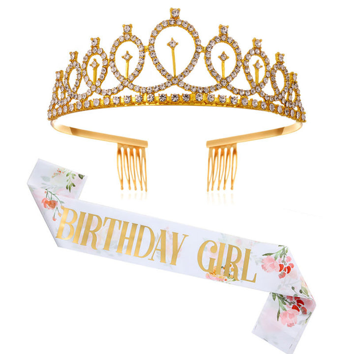 Ladies Sparkling Crown with Rhinestone Decorations Bowlift