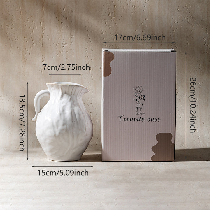 Handmade Textured Ceramic Pitcher Vase for Flower Arrangements