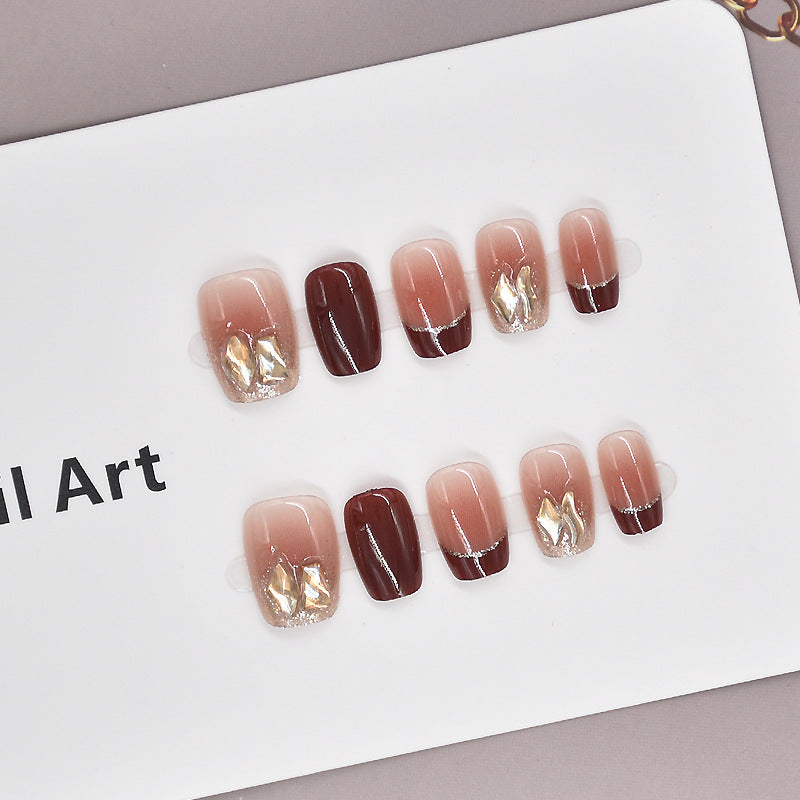 Elegant Foil and Floral Press-On Nail Set Bowlift