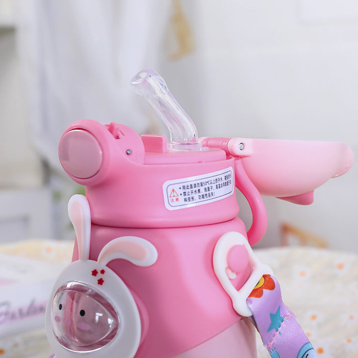 Women's Insulated Bottle with Funny Animal Design and Integrated Carrying Strap Bowlift