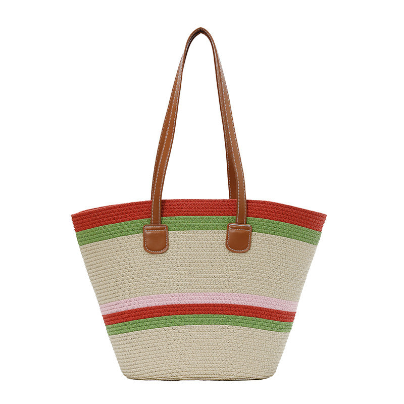 WoColorful Straw Beach Tote Bag Bowlift