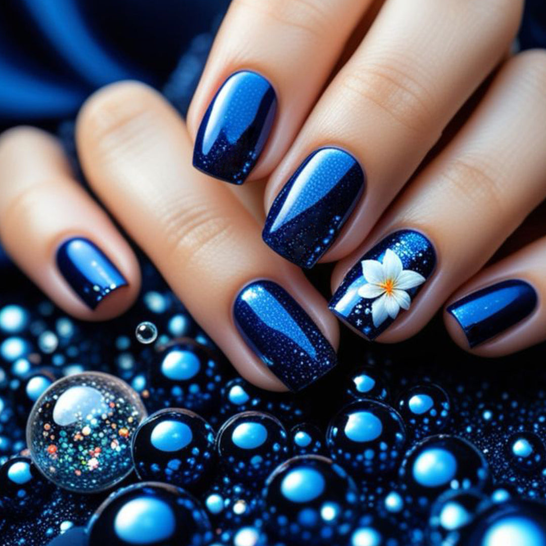 Floral Accented Gel Nail Art Bowlift