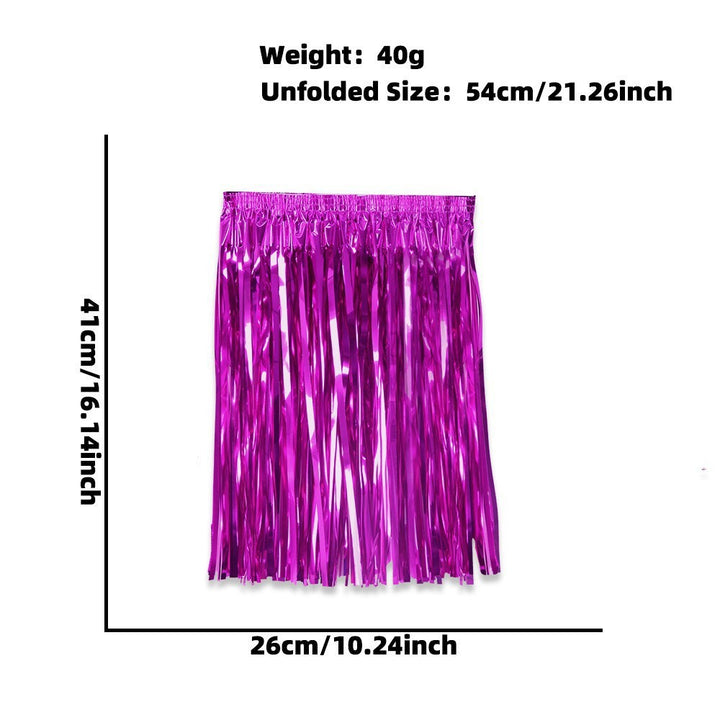 Women's nan metallic foil fringe hula skirt with elastic waistband party costume Bowlift