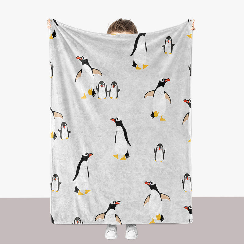 Penguin-Themed Plush Throw Blanket