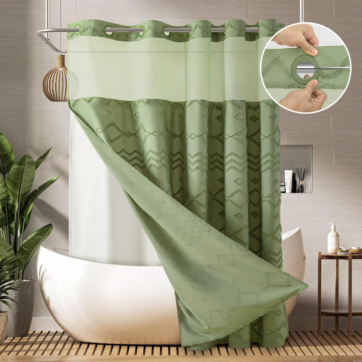 Textured Geometric Design Shower Curtain Bowlift