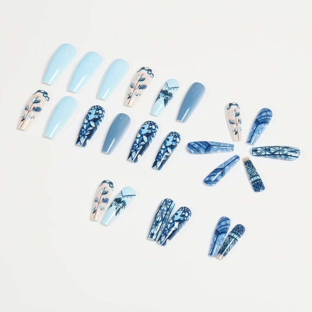 Nail art with floral and geometric design Bowlift