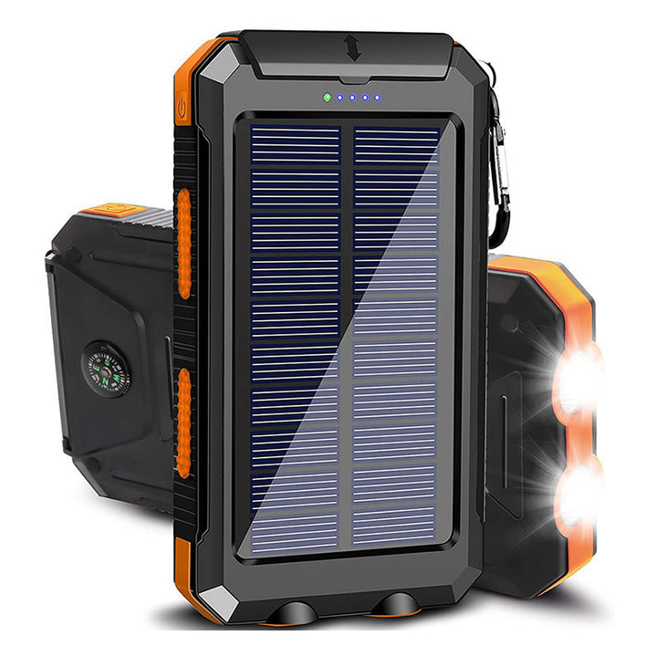 Solar-powered power bank with robust housing and multifunctional design Bowlift