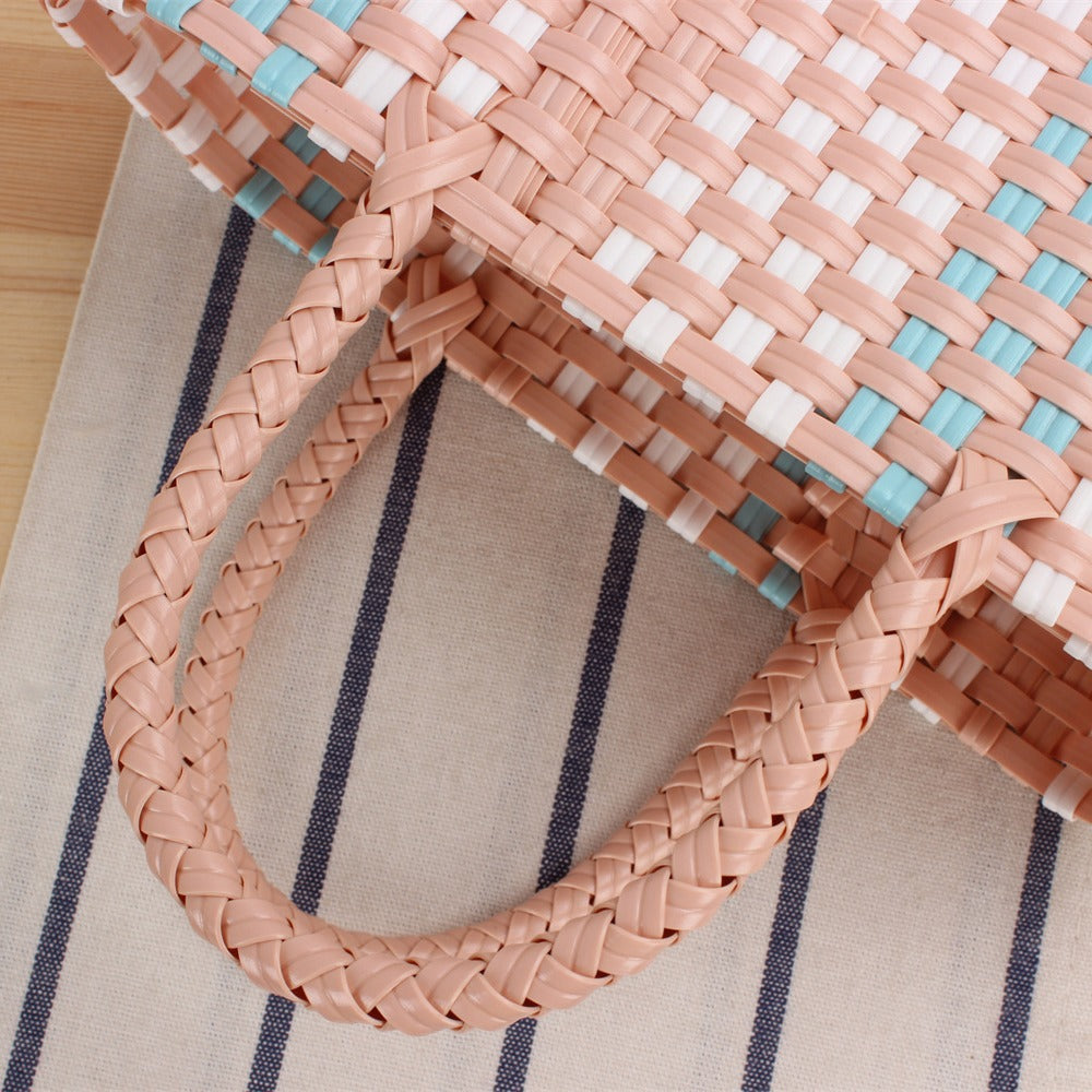 Braided Tote Bag with Colorful Design and Sturdy Handles Bowlift