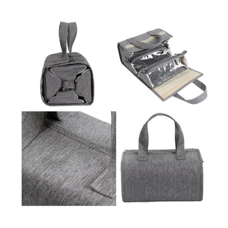 Practical cosmetic organizer bag with transparent compartments Bowlift