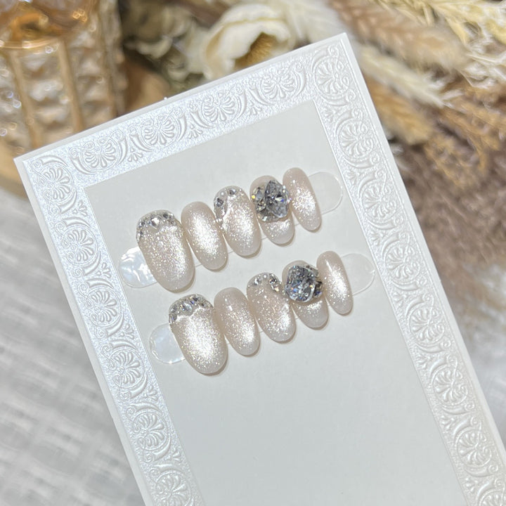 Luxury Gemstone Embellished Press-On Nail Art Bowlift