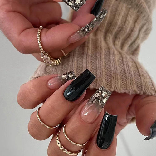 Artistic Acrylic Nails with Glitter Accents Bowlift
