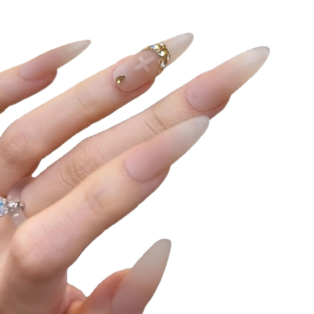 Elegant Stiletto Press-On Nail Art Set with Crystal Accents Bowlift