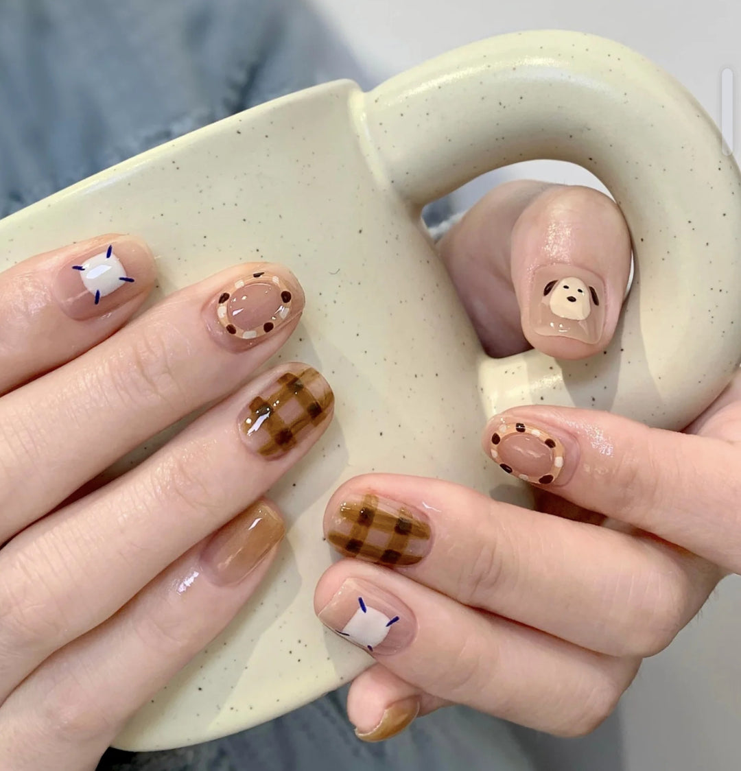 Artistic Character-Inspired Press-On Nails with 3D Embellishments Bowlift