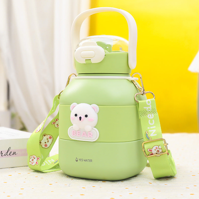 Women Insulated Drinking Bottle with Cute Bear Motif Bowlift