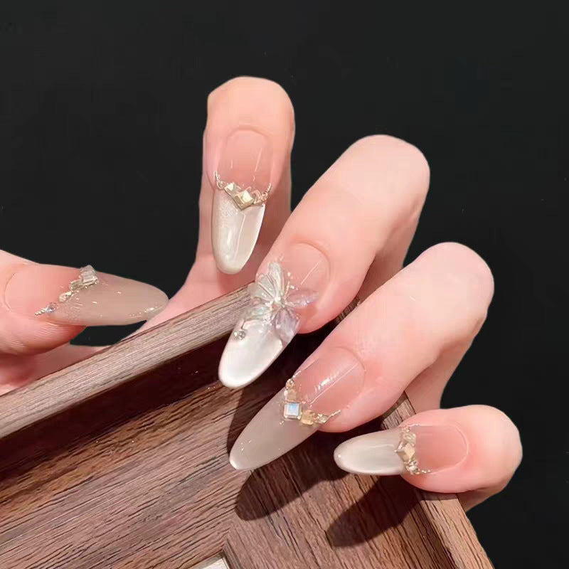 Decorative Press-On Nails with Floral Design Bowlift