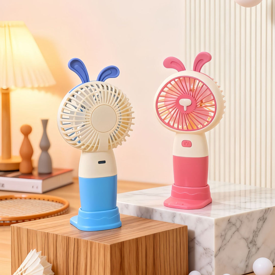 Ladies Portable Hand Fan with Cute Rabbit Design Bowlift