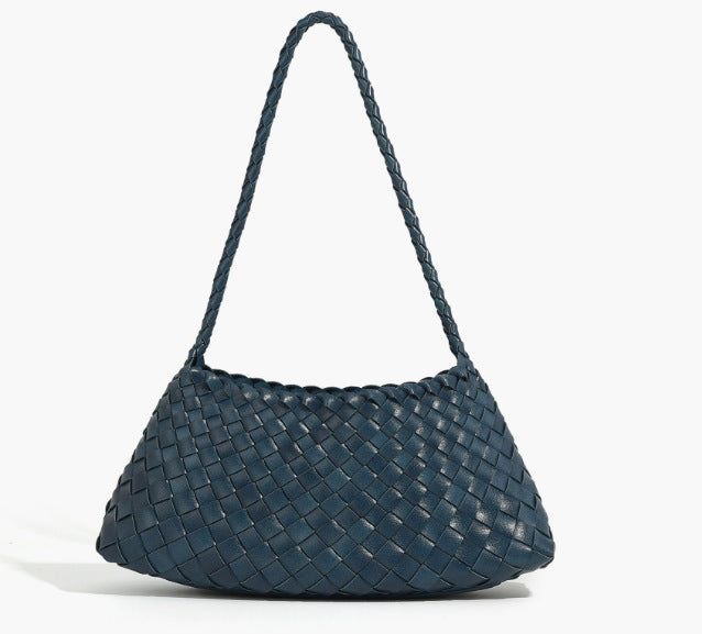 Textured Woven Slouchy Shoulder Bag Bowlift
