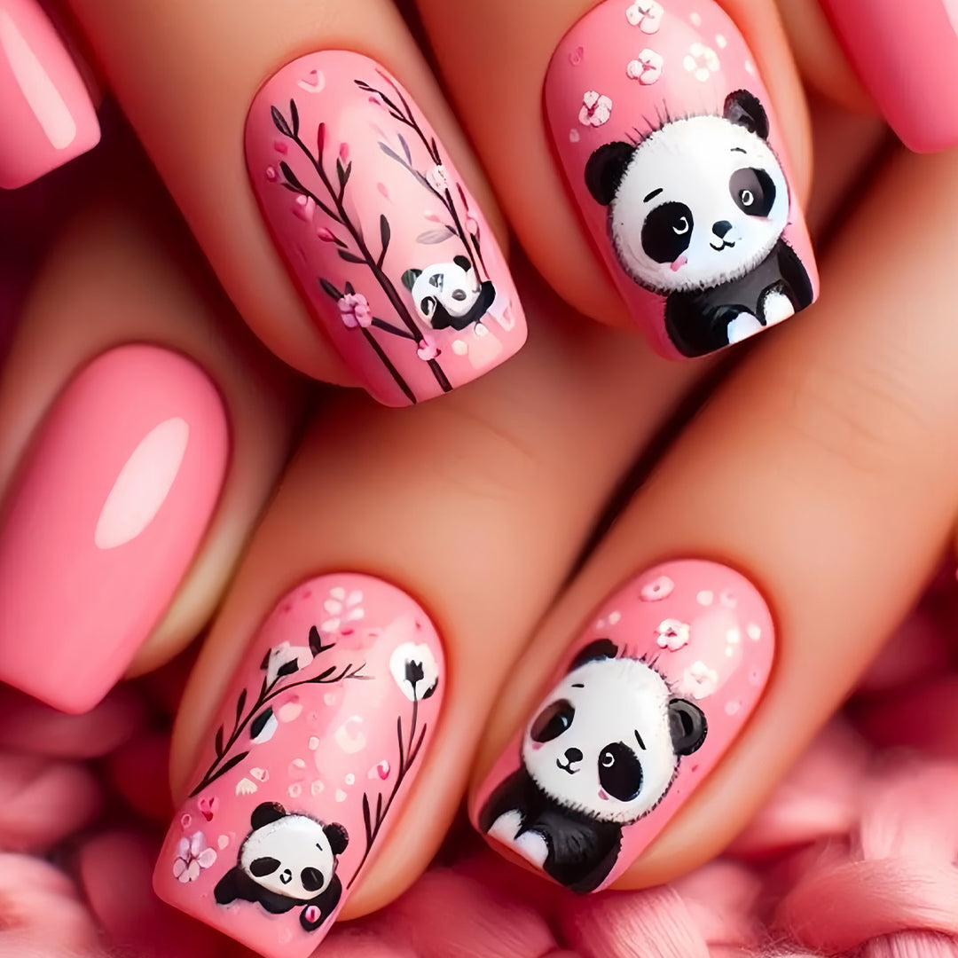 Thematic Panda Art Press-On Nail Set Bowlift
