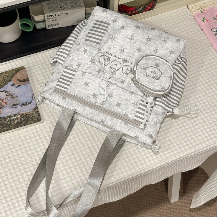 Multi-Pocket Star-Patterned Backpack Bowlift