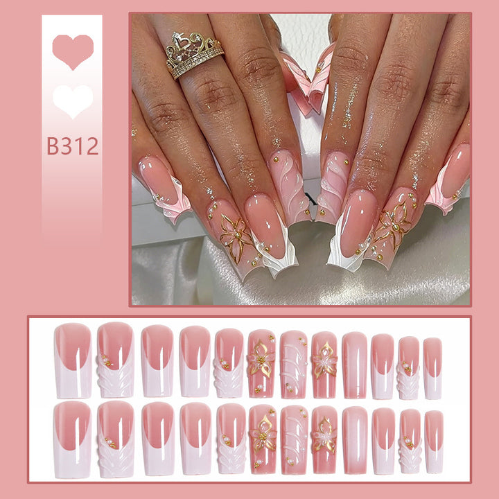Artificial nails with elegant flower embellishments Bowlift