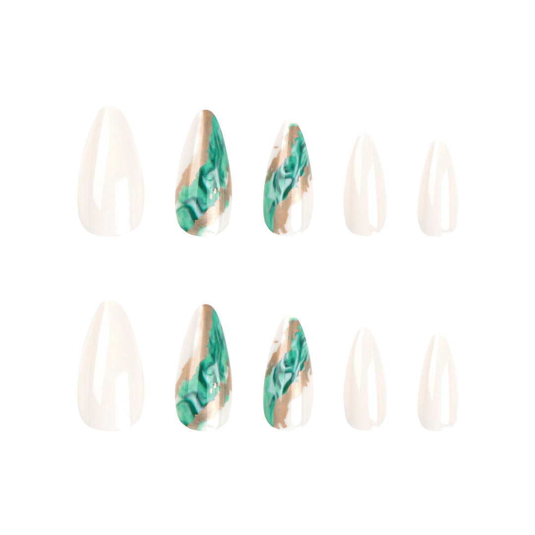 Artful Nail Extensions with Elegant Marbled Design Bowlift