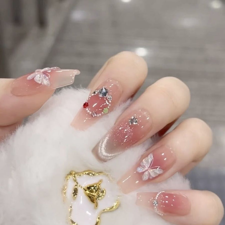 Artistic 3D Floral Press-On Nail Set Bowlift