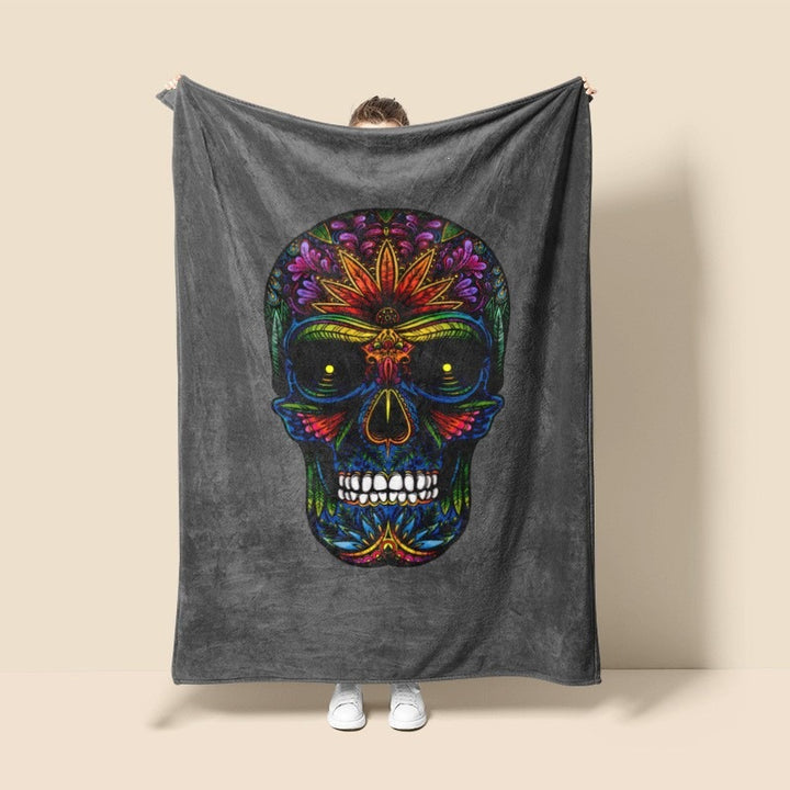 Artistic Skull-Themed Fleece Blanket