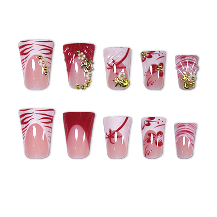 Premium 3D Floral Stiletto Press-On Nails Bowlift