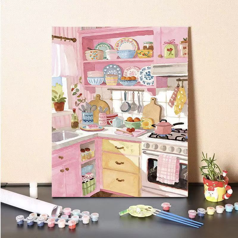 DIY Kitchen Scene Paint by Numbers Canvas Art Bowlift