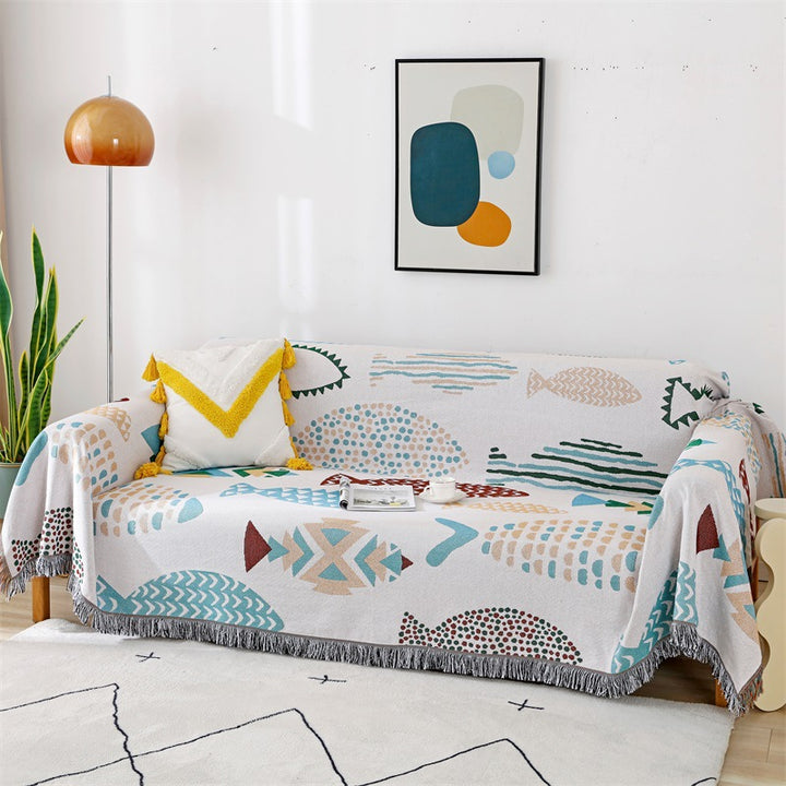 Artistic Fish Pattern Throw Blanket