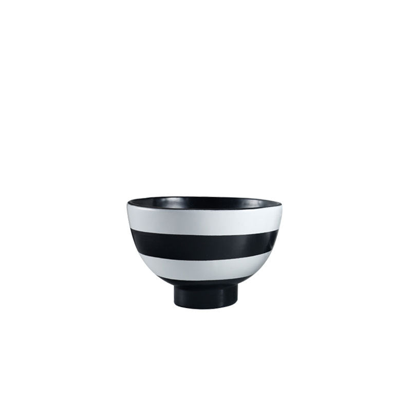 Decorative Serving Bowl with Modern Stripe Design