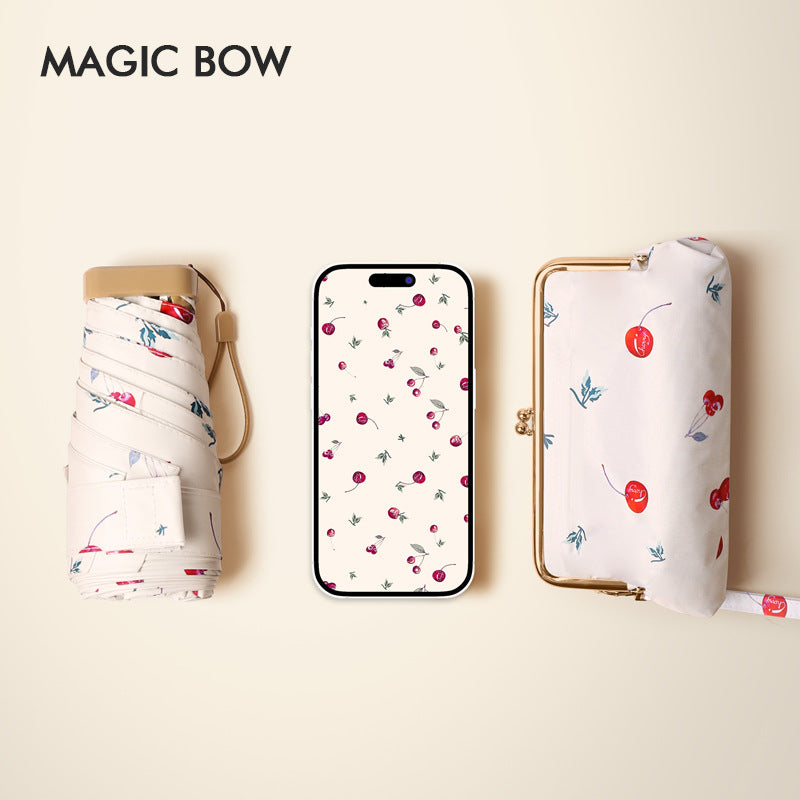 Ladies floral folding umbrella with innovative carrying bag Bowlift