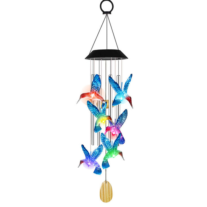 LED Solar Butterfly Wind Chime Garden Hanging Light Bowlift
