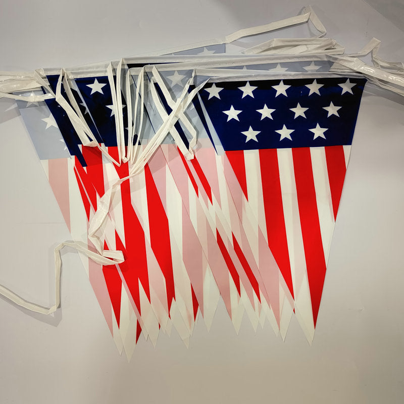 Independence Day outdoor patriotic triangle pennant bunting garland with reinforced tie tape Bowlift