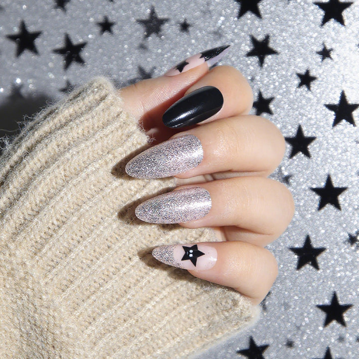 Glamorous Glittery Stiletto Press-On Nails Bowlift