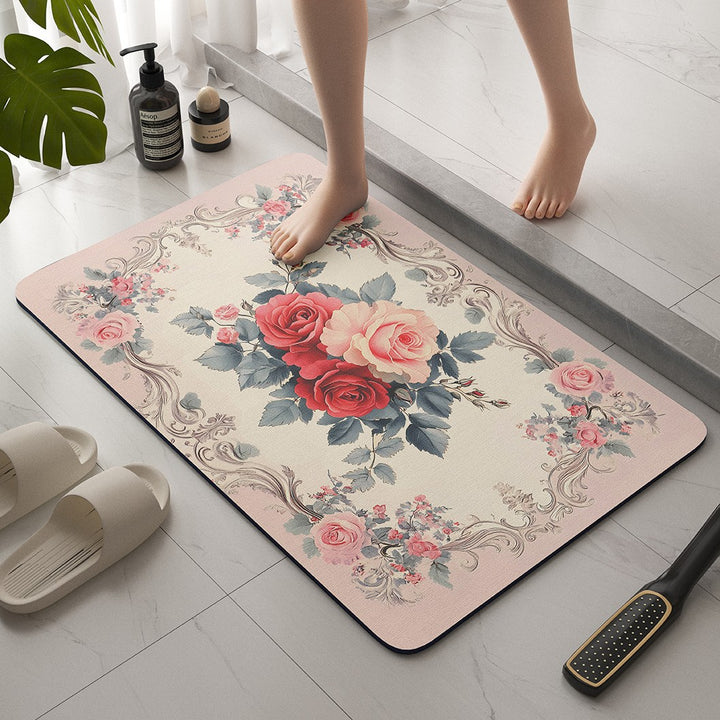 Vintage Floral Bath Mat Bowlift